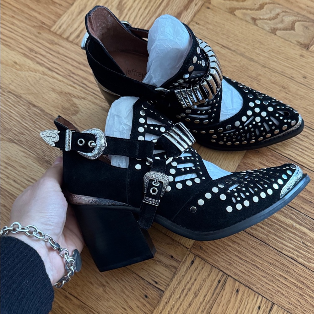 Jeffrey Campbell Calhoun boots western black 6 NEW - Picture 5 of 6